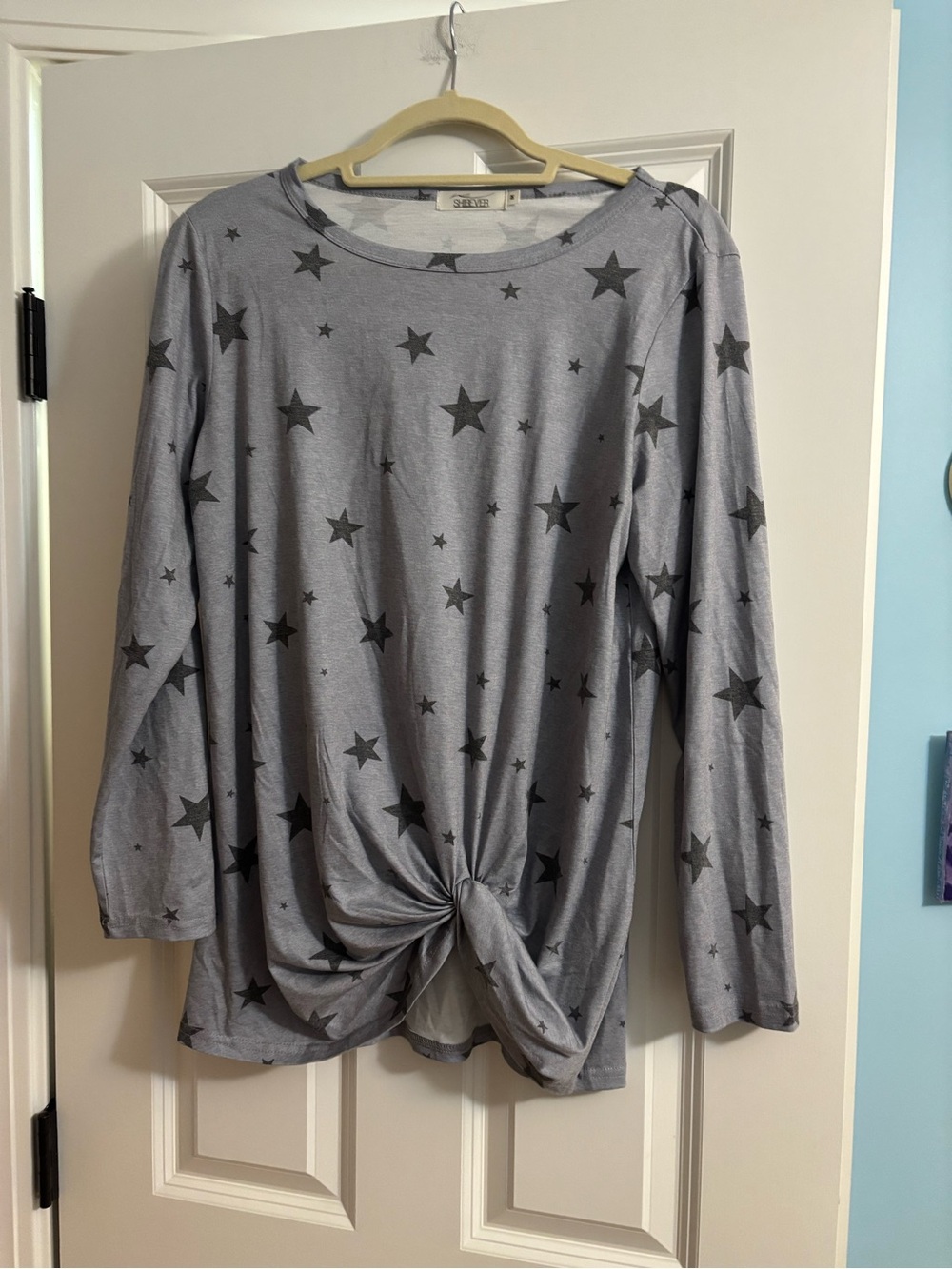 SHIBEVER Star Print Long Sleeve Gray Medium